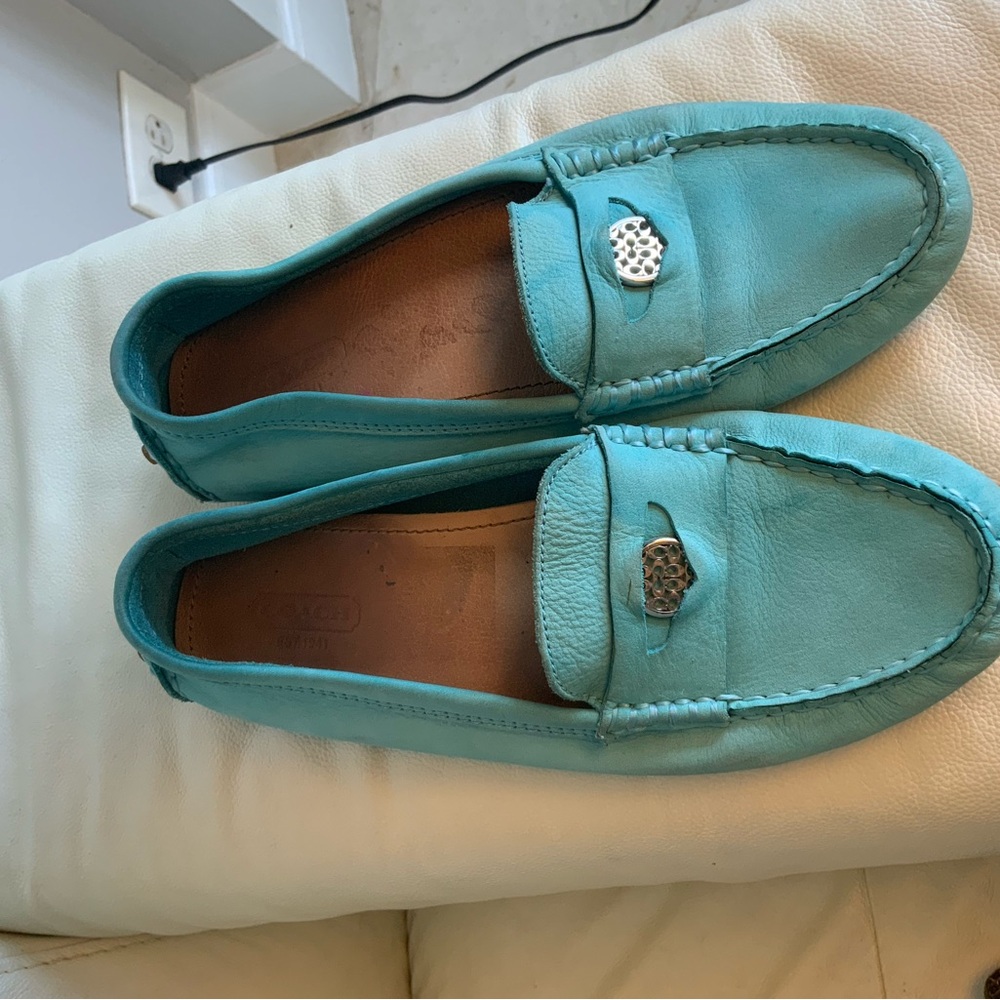 Coach Turquoise Slip-On Driving Loafers